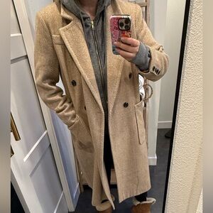 Avec Les Filles Tan Herringbone Trench Coat (XL)